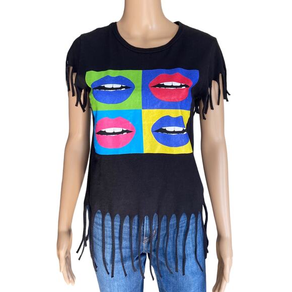 On Fire Black Graphic Print T-shirt Size M - Picture 1 of 5